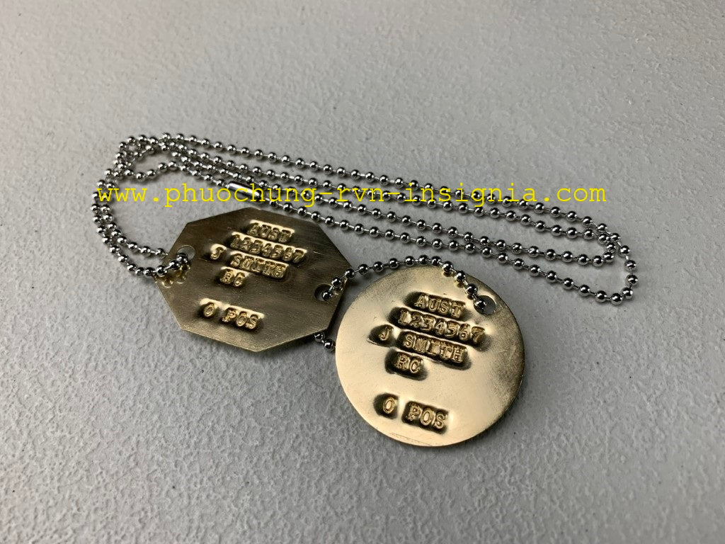 Brass Vietnam War Era Australian Army Identification Tag/Disc Aussie Military Dog Tag Personalised
