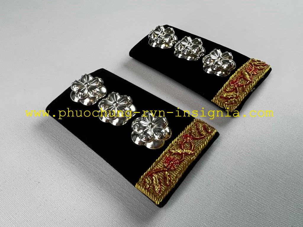RVN Dai-Ta / Colonel Shoulder Rank Slide Set with French Bullion Hand Embroidery